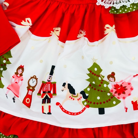 NWT Counting Daisies Nutcracker Print Holiday Christmas Ruffle Skirt Dress NEW - Picture 8 of 12